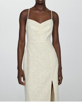MNG EMBROIDERED DRESS WITH SIDE SLIT